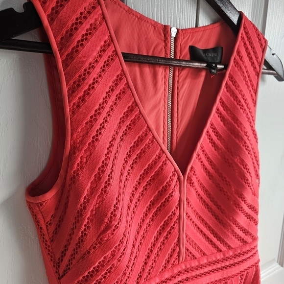 J. CREW Red Orange Lace Fit&Flare Mini Dress, Size 2P - Picture 2 of 8